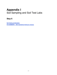 Appendix I: Soil Testing and Sampling