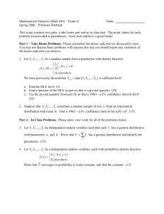 Mathematical Statistics (Math 436) – Exam #1