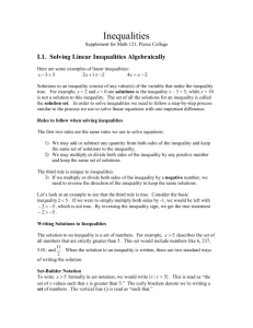 I.1. Solving Linear Inequalities Algebraically