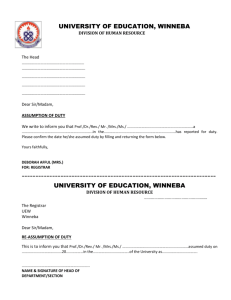 Assumption of Duty - University of Education, Winneba