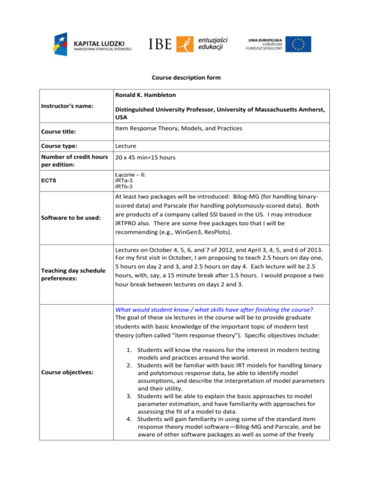 Course Description Form