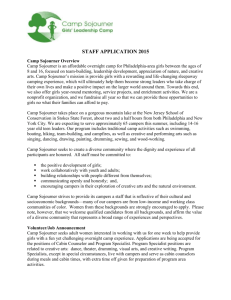 Staff Application 2015 - Camp Sojourner / Girls` Leadership Camp