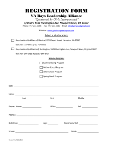 REGISTRATION FORM VA Boys Leadership Alliance “Sponsored by