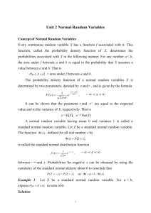Unit 2 Normal Random Variables