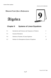 Chapter 9 Systems of Linear Equations