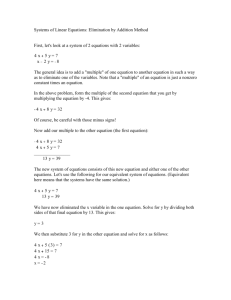 Systems of Linear Equations: Elimination by Addition Method
