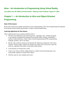 Introduction to Alice and Object-Oriented