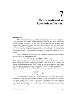 Exp. 7 Determination of an Equilibrium Constant