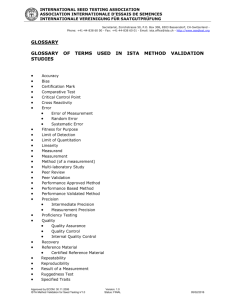 Glossary of Terms used in ISTA Method Validation Studies