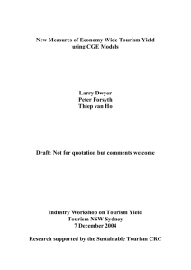 New Measures of Tourism Yield using CGE Models