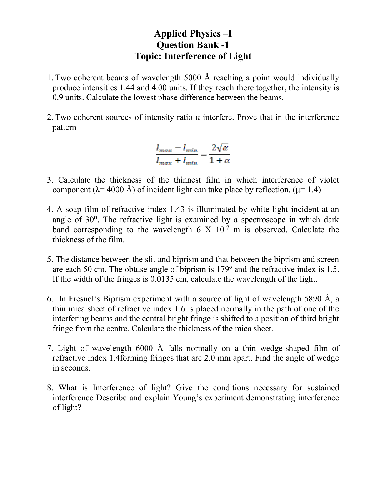 Question Bank Physics Part1 Updated 9 July 12