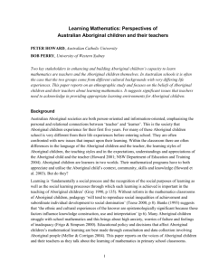 Learning mathematics - Aboriginal Educational Contexts