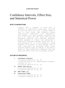 CHAPTER EIGHT Confidence Intervals, Effect Size, and Statistical