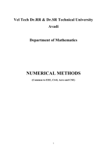 Numerical Methods - Vel Tech University