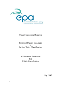 Proposed Quality Standards for Surface Water Classification
