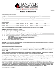 Medical Treatment Form - Hanover Humane Society