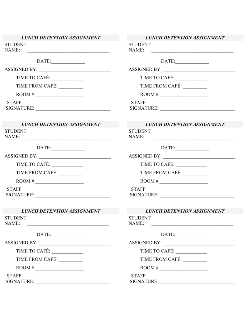 detention writing assignment