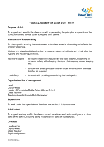 Teaching Assistant with lunch time duty - Job