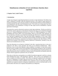 Simultaneous estimation of cost and distance function share equations