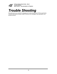 Trouble-shooting tutorial
