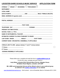 LEICESTER-SHIRE SCHOOLS MUSIC SERVICE APPLICATION
