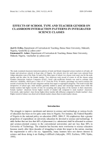 Effects of school type and teacher gender on classroom interaction