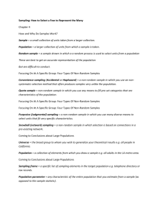 Sampling: How to Select a Few to Represent the Many Chapter 4