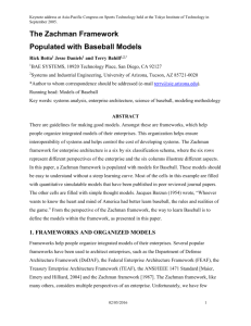 Zachman Framework Populated with Baseball Models