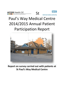 Patient Survey Report 2015 - St Paul`s Way Medical Centre