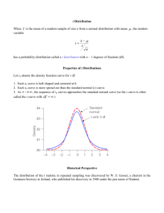 Handout 9 Inference for a Population Mean Using a Small Sample