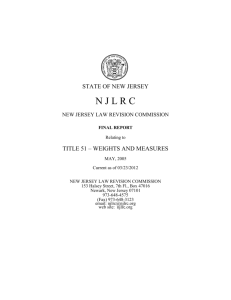 weights and measures law - New Jersey Law Revision Commission