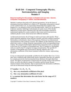 RAD 264 – Computed Tomography Physics, Instrumentation, and