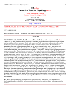 ASEP Methods Recommendation: Body Composition Assessment