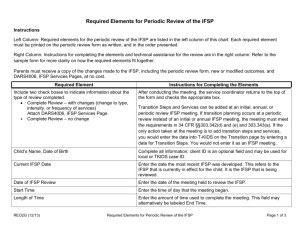 DARS ECI RE02G, Required Elements for Periodic Review of the IFSP