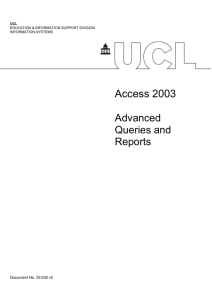 Advanced queries & reports in Access
