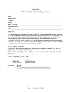 Methods Checklist: Biochemical Oxygen Demand