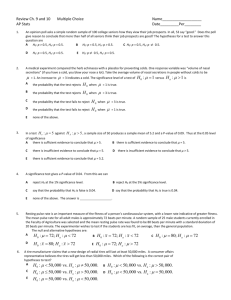 Hypothesis Testing Quiz - Chapter 10