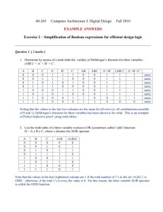 Exercise 2 – Simplification of Boolean expressions for efficient