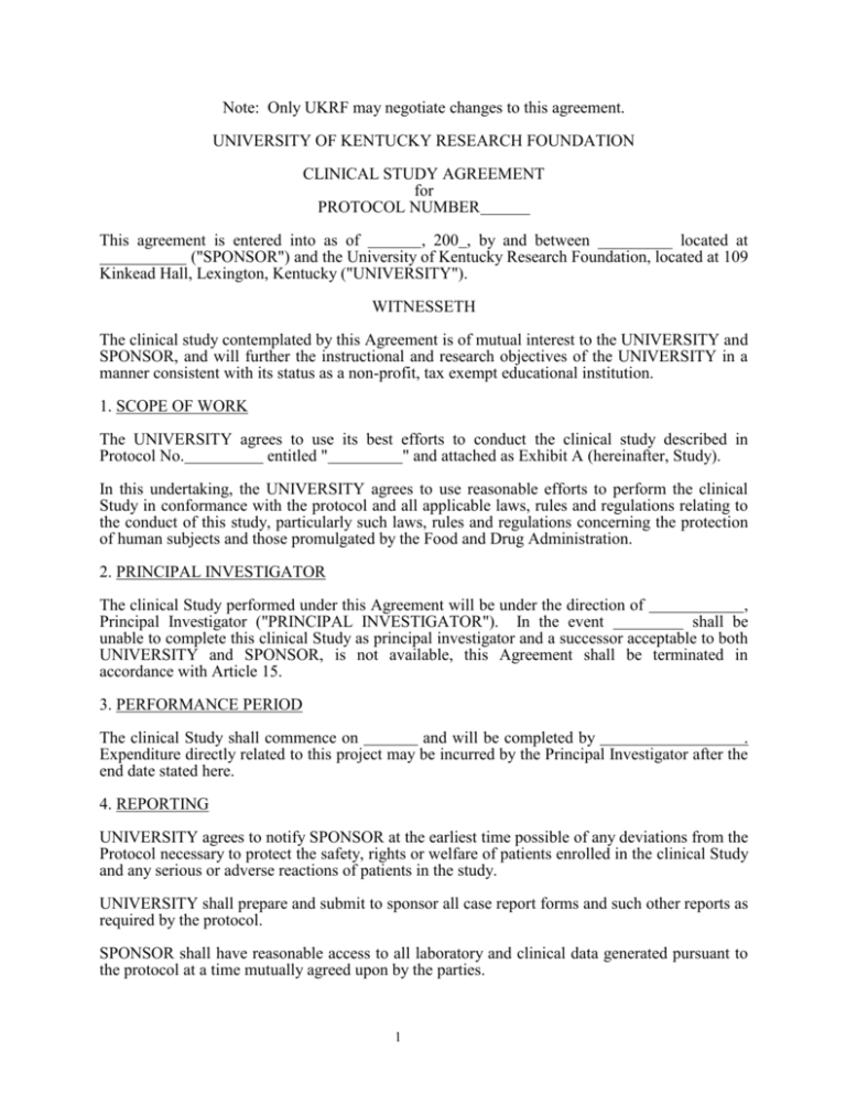 Prototype Clin. Study Agreement - Research