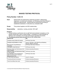 CLIN.43 WAIVED TESTING PROTOCOL