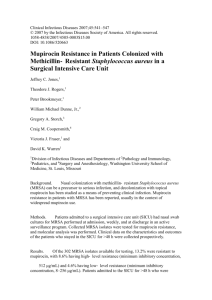 Mupirocin Resistance in Patients Colonized with Methicillin