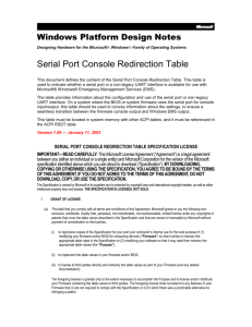 Serial Port Console Redirection Table