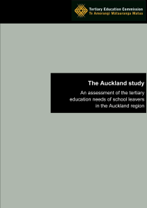 The Auckland study: An assessment of the tertiary education needs