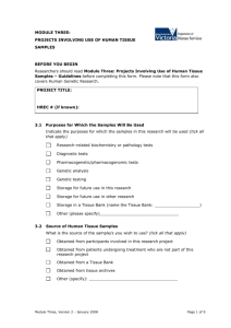 Projects Involving Use of Human Tissue Samples