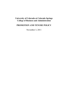 College of Business Promotion and Tenure Policy