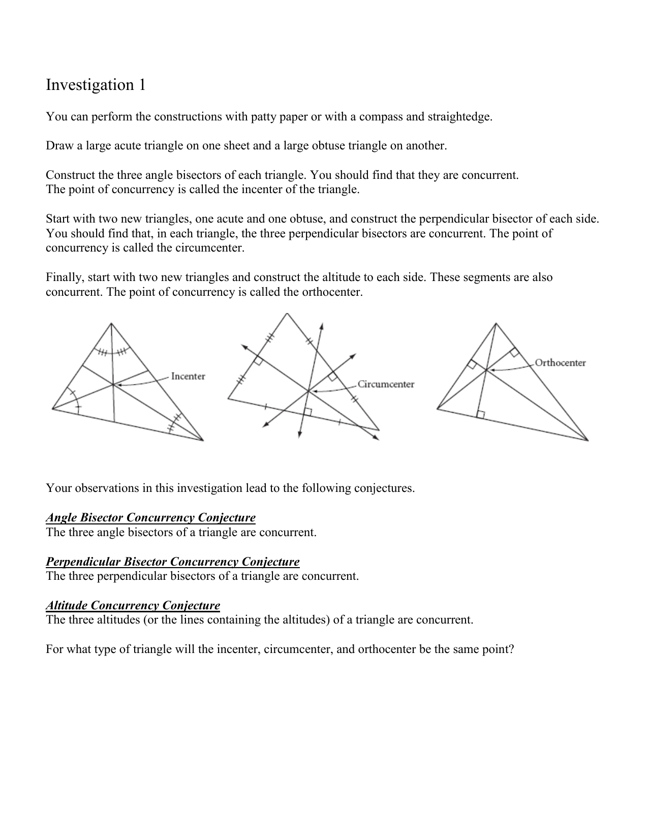 Points Of Concurrency Worksheet Answers