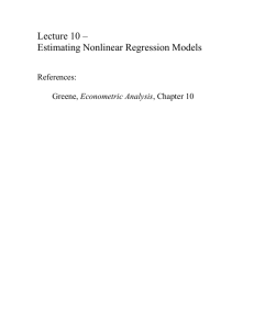 Lecture 10 - Nonlinear Regression Models