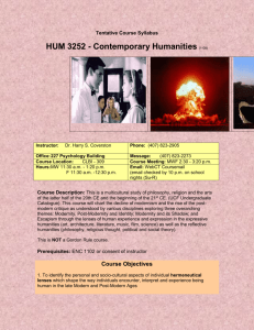 HUM 3252 Contemporary Humanities