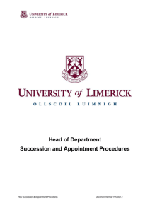 Head of Department Succession & Appointment Procedures