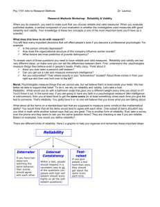 Research Methods Workshop: Reliability & Validity